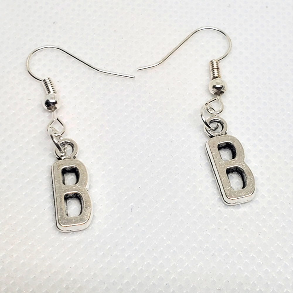 7/$10 B Initial Earrings, NEW